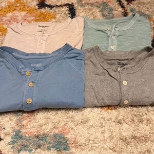 Goodfellow & Co Henley Shirts - Set of 4:Blue, Gray Stripe, Mint, Light Pink - M
